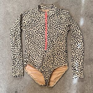 Crewcuts Cheetah Print Long Sleeve Rashguard Swimsuit Size 10